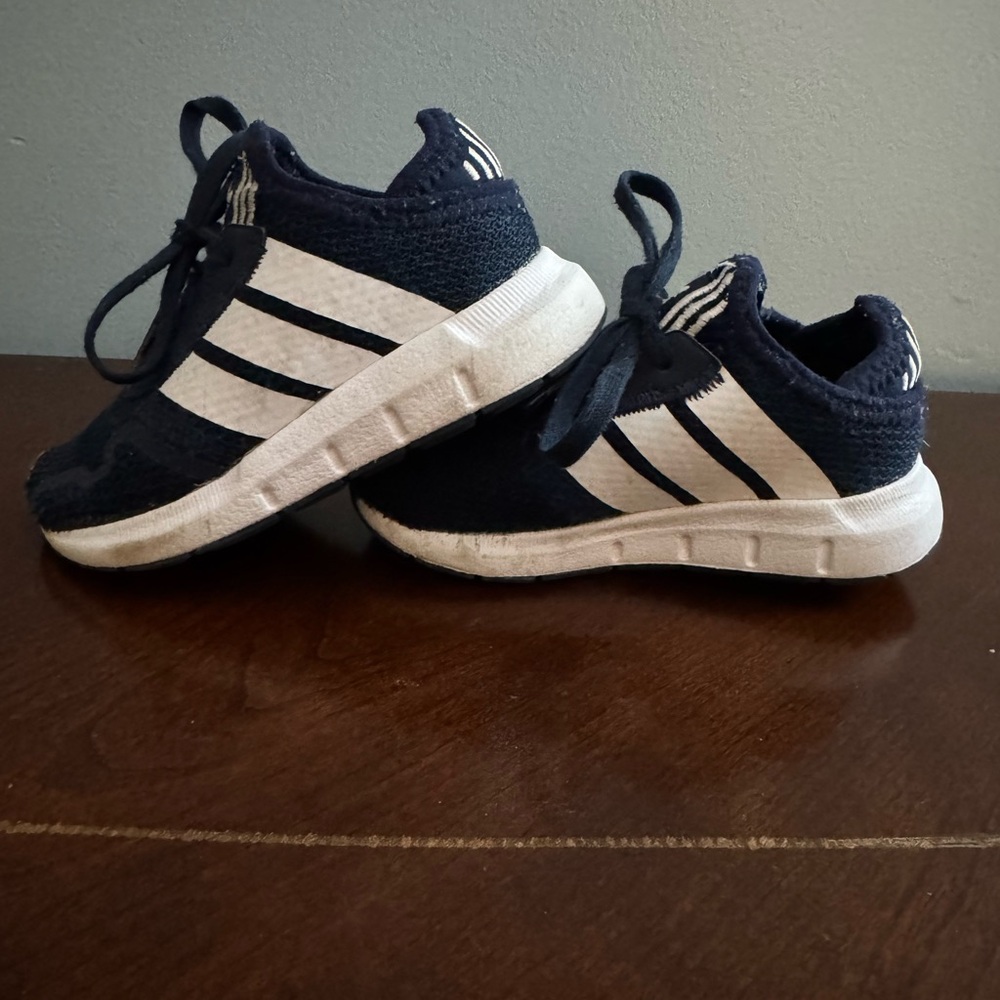 Adidas Blue and White Sneakers with Signature Stripes